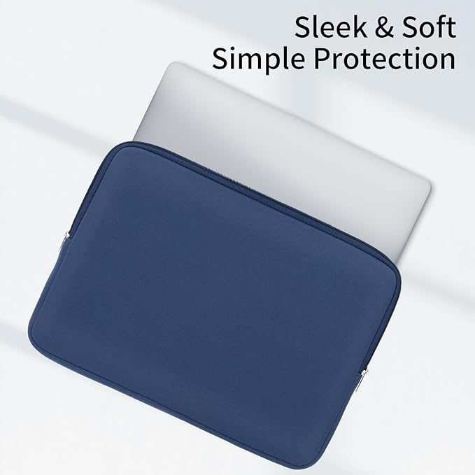 RAINYEAR Laptop Sleeve Case Compatible with 13.3 Inch Notebook Computer Tablet Chromebook 14" MacBook Pro/Max M1 M2 M3 M4 M5 Soft Cover Protective Case Carrying Bag (Navy Blue, Upgraded Version)
