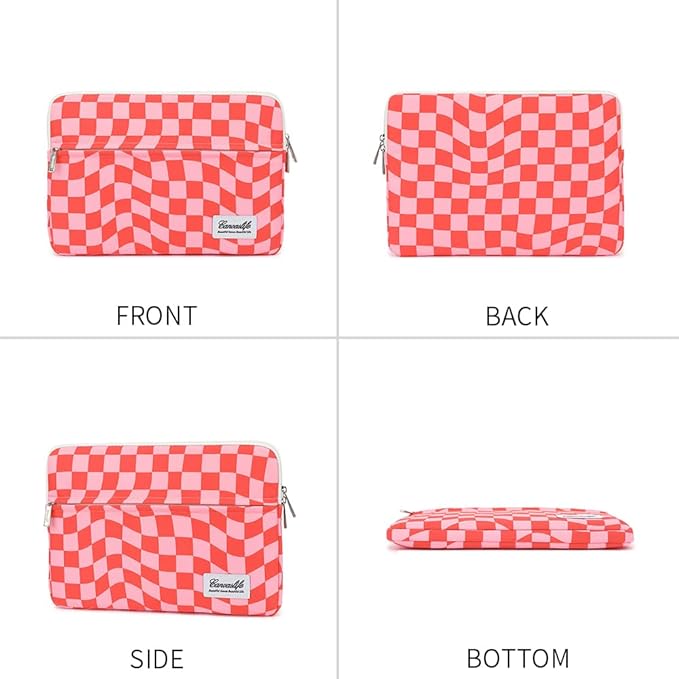 canvaslife Laptop Sleeve 15 Inch 15 Case and 15.6 Laptop Bag (Pink Check)