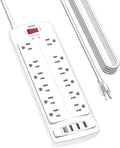 Power Strip, ALESTOR Surge Protector with 12 Outlets and 4 USB Ports, 20 Feet Extension Cord (1875W/15A), 2700 Joules, ETL Listed, White