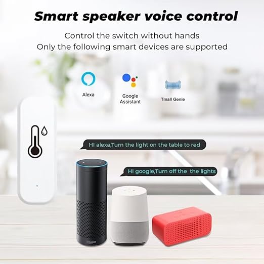 Temperature and Humidity Monitor Sensor WiFi & Bluetooth,No Hub Required,Compatible with Alexa and Google Home,for Home,Greenhouses Accessories,Garages 1Pack(No Include Battery)