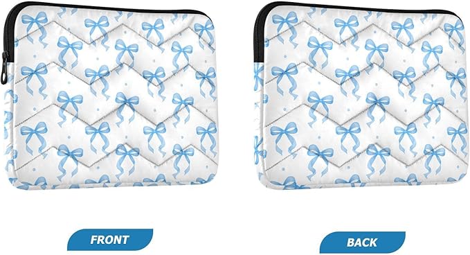 Laptop Case Sleeve, Blue Ribbon Bow Dots Pattern Shockproof Protective Computer Carrying Cover, Briefcase Handbags 13-13.3inch Laptop Sleeve Bag