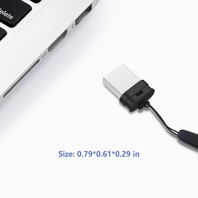K&ZZ 32GB 2 Pack Ultra Fit USB Flash Drives Small Thumb Drive with Lanyard Low Profile USB Drive Mini Flash Drive 32 GB USB 2.0 Memory Stick Zip Drive, Black