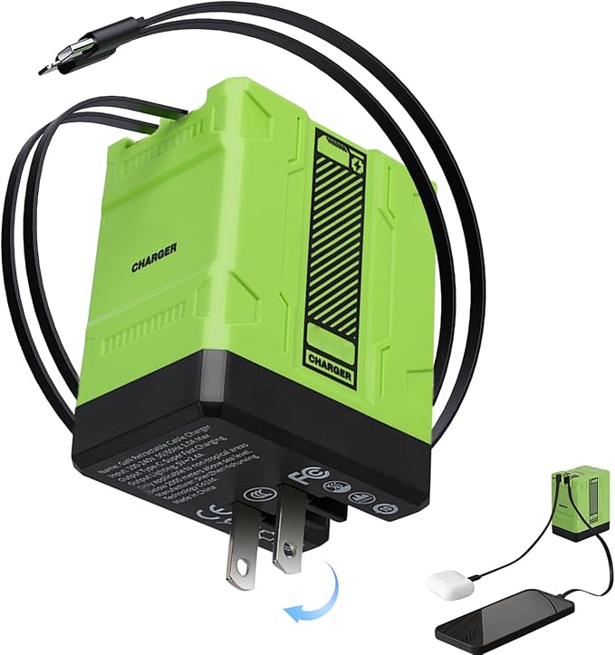 2 in 1 GaN Charger 120w, New Scalable Retractable 120w Fast Charger Module, All in 1 Foldable Charging Adapter Wall Plug for Phone, Tablet, Laptops (Green)