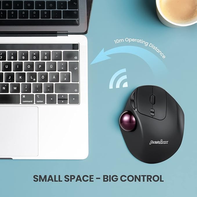 Perixx11568 Perimice-717 Wireless Trackball Mouse, Build-in 1.34 Inch Trackball with Pointing Feature, 5 Programmable Buttons, 2 DPI Level, Black
