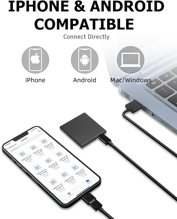 128GB Magnetic Voice Recorder,Audio Recorder with AI-Triple Intelligent Noise Cancellation,3072Kbps Recording Device with 9200Hours Store, Voice Activated Recorder for Lectures, Meetings, Intervie