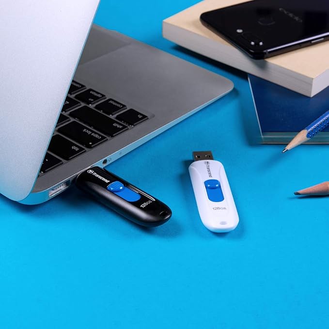 Transcend JF790 128GB USB Flash Drive, for PC/Mac/Laptop/Windows/Computer/ Desktop/TV/Car Audio, USB3.2 Gen1 Memory Stick, Thumb Drives Data Storage w/ Retractable Connector, USB2.0/3.0/3.1 Compatible