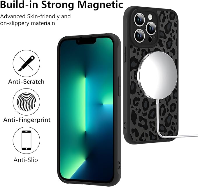 KANGHAR Case for iPhone 13 Pro Max Phone Case [Compatible with Magsafe] Leopard Printed Pattern Cute Cheetah Protective Magnetic Case for Girls Women Men 6.7"