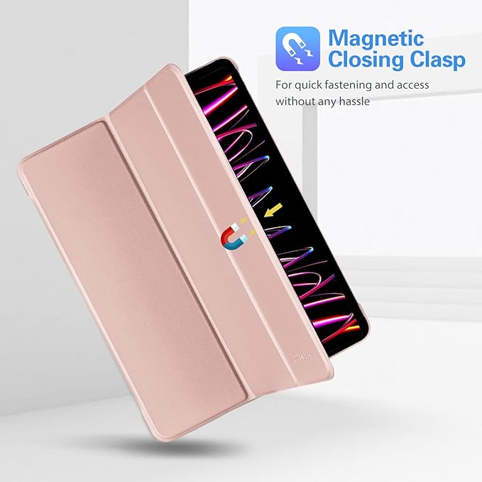ProCase Smart Case for iPad Pro 12.9 2022/2021/2020/2018, Slim Stand Hard Back Shell Smart Cover for iPad Pro 12.9" 6th Gen/5th Gen/4th Gen/3rd Gen -Pink