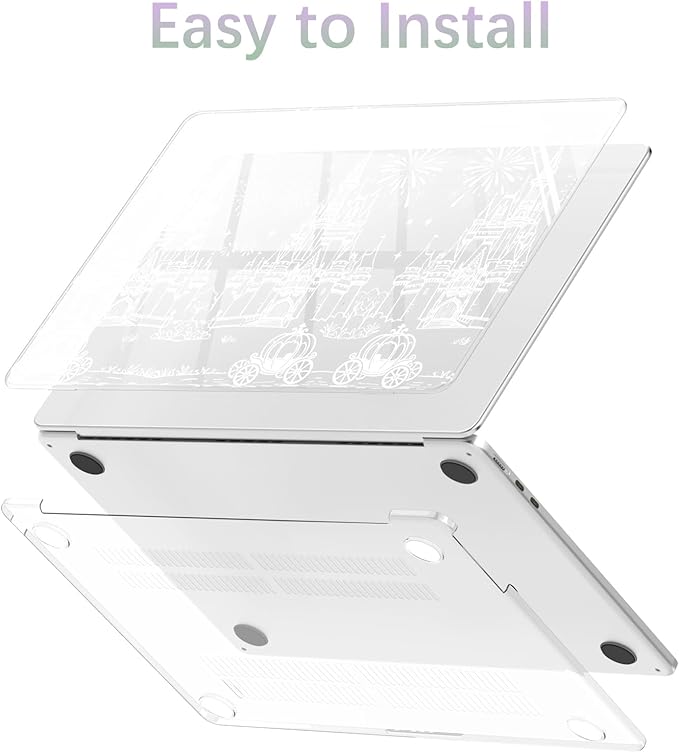 Compatible with MacBook Pro 14 inch Case M5 M4 M3 M2 M1 Pro/Max 2026-2021 A3427 A3426 A3434 A3112 A3185 A3401 A2918 A2992 A2779 A2442, White Castle Carriage Hard Shell Clear Cover