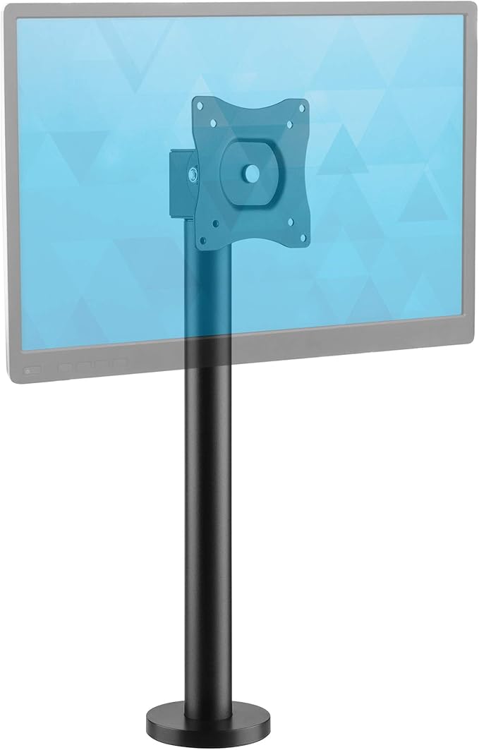 Mount-It! Fixed Height POS Monitor Mount – 19.7” Monitor Pole Mount for Retail Checkout Counters and Point of Sale Systems, Bolt-Down Base, VESA 75x75 & 100x100, Fits 13–32” Monitors, 33 lb Capacity