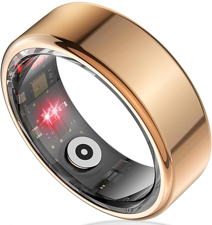 Smart Ring Health Tracker for Women Men, Sleep Tracker with Heart Rate and Blood Oxygen, Fitness Ring for Activity Monitoring, 15 Days Battery, No Subscription, Titanium Alloy(Rose Gold, #12)