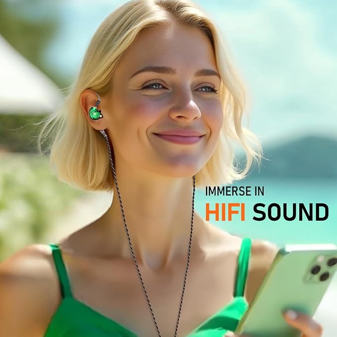 Vibes 202M Wired Earbuds - HiFi in Ear Monitor Headphones - Noise Isolating Ear Buds w/ Mic - Clear Sound, Deep Bass & Comfort-Fit Gaming Earphones - MMCX to 3.5mm & Silver Plated Cord, Carrying Case