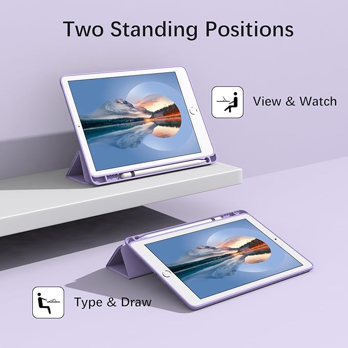 Case for iPad Air 3 / Pro 10.5 Inch, Lightweight Slim Soft TPU Trifold Stand Smart Cover, Auto Sleep/Wake Case with Pencil Holder for iPad Air 3rd Generation/Pro 10.5 - Light Purple