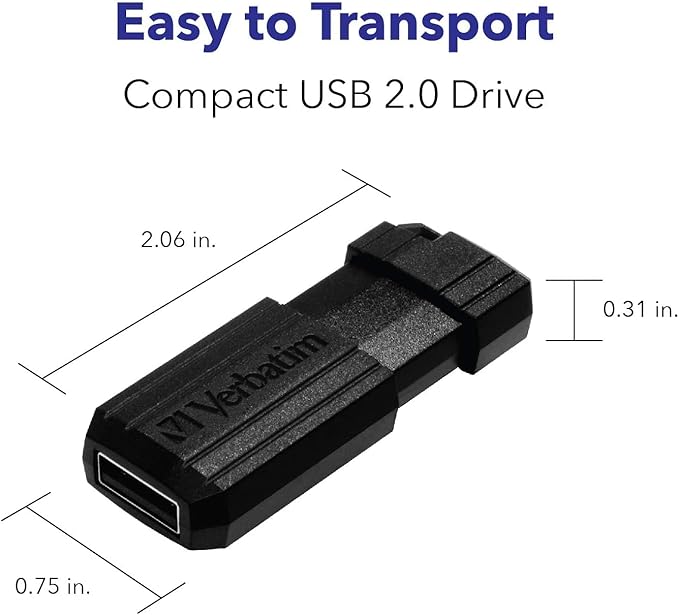 Verbatim 8GB Pinstripe USB 2.0 Flash Drive Retractable Thumb Drive - Black