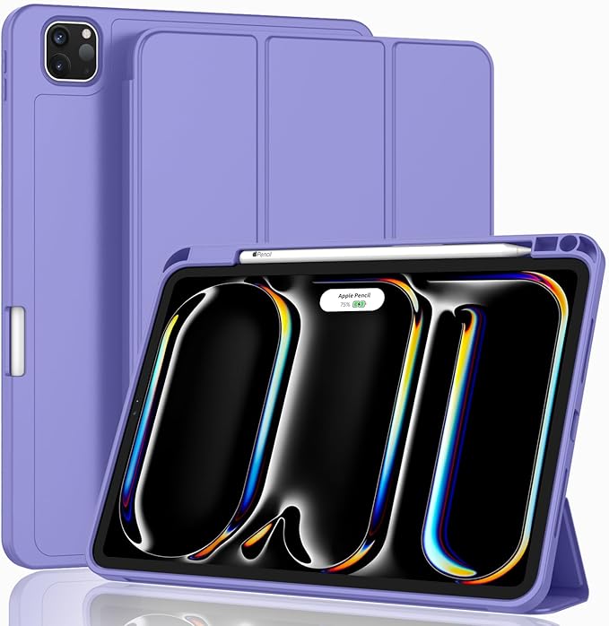 ZryXal New iPad Pro 13 Inch Case (M5) 2025 / (M4) 2024 with Pencil Holder, Smart iPad Case [Support Pencil Pro and Pencil (USB-C)], Support Touch ID and Auto Wake/Sleep (Slate Blue)