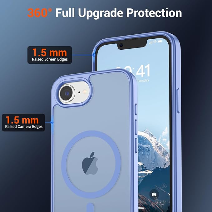 SUPFINE Magnetic for iPhone 17e Case/iPhone 16e Case (Compatible with MagSafe)(Military Grade Drop Protection) Translucent Matte with Anti-Fingerprint Phone Case,Blue Purple