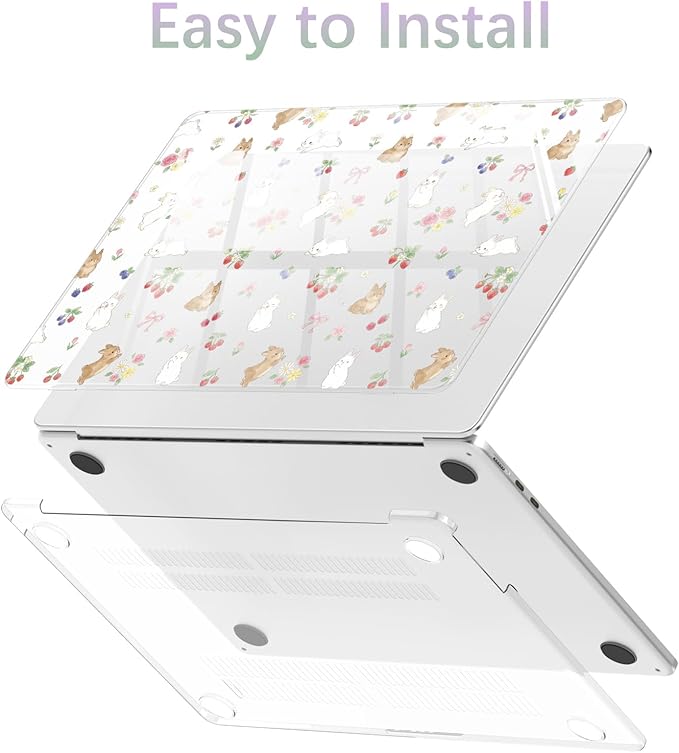 Compatible with MacBook Pro 14 inch Case M5 M4 M3 M2 M1 Pro/Max 2026-2021 A3427 A3426 A3434 A3112 A3185 A3401 A2918 A2992 A2779 A2442, Cute Bunny Rabbit Hard Shell Clear Cover