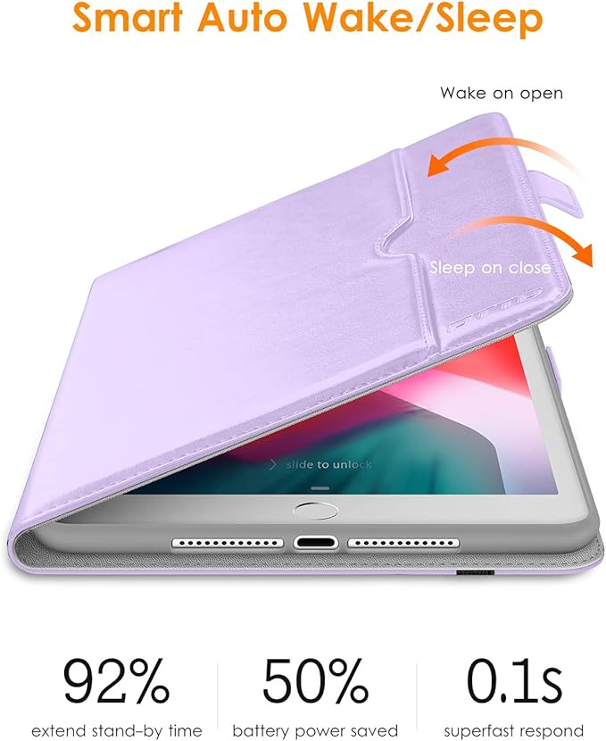 DTTO for iPad 9.7 Inch 5th/6th Generation 2018/2017 Case with Apple Pencil Holder, Premium Leather Folio Stand Cover Case for Apple iPad 9.7 inch, Also Fit iPad Pro 9.7/Air 2/Air - Lavender