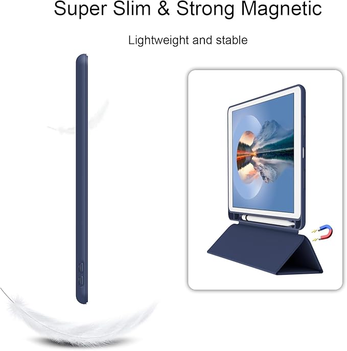 Case for iPad Air 3 / Pro 10.5 Inch, Lightweight Slim Soft TPU Trifold Stand Smart Cover, Auto Sleep/Wake Case with Pencil Holder for iPad Air 3rd Generation/Pro 10.5 - Navy Blue