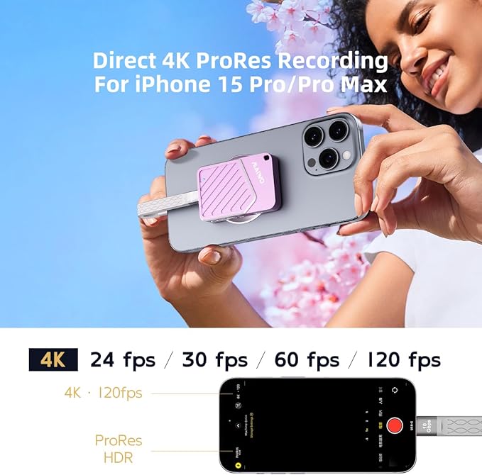 MAIWO 512GB Magnetic Portable SSD 2050MB/s USB C 3.2 GEN2x2, External Solid State Drive for iPhone15/16/17/Mac/iPad/Android/Windows, Aluminum, Support 4K ProRes Video Record