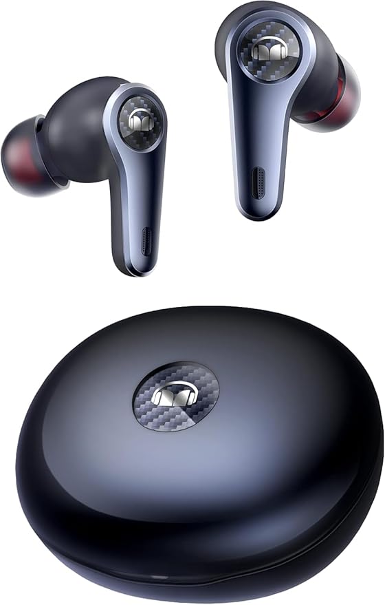 Monster Clarity 8.0 Hybrid Active Noise Cancelling Wireless Earbuds, 42dB in-Ear ANC Earphones Deep Bass with 6 Mics, Bluetooth 5.2, 50H Play Time with Wireless Charging Case，Blue