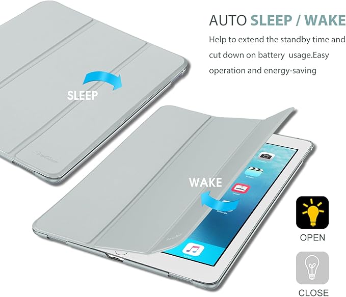 ProCase Smart Case for iPad Pro 12.9 Inch 1st and 2nd Generation (2015 and 2017 Model), Stand Cover Support Auto Sleep/Wake -Lightgrey