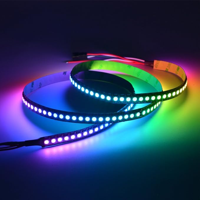 WS2812B LED Strip Lights 3.2ft 1M WS2812B 144LEDs Programmable Individual Addressable WS2811 Built-in 5050 RGB LED Strip IP30 Non-Waterproof DC5V with Mini Controller