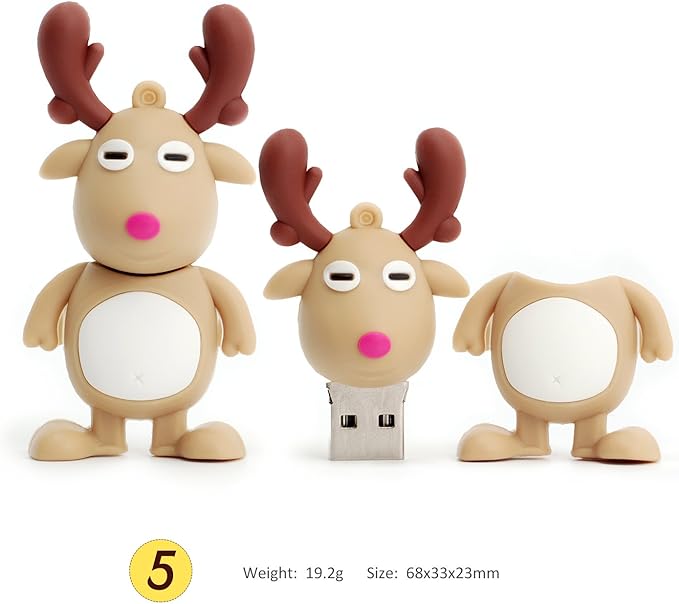 Cute USB Flash Drive Memory Stick Santa Claus USB Stick Christmas Tree Thumb Drive Elk Pendrive U Drive Gift Set (Pack of 5 16GB)