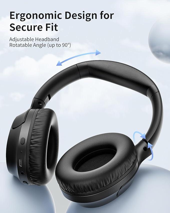 wegear HS7 Bluetooth Headphones Over Ear, 60H Playtime Wireless Headphones with Microphone, ENC Call Noise Cancelling Mic, Foldable Wireless Headset, Deep Bass for Home Office Cellphone PC