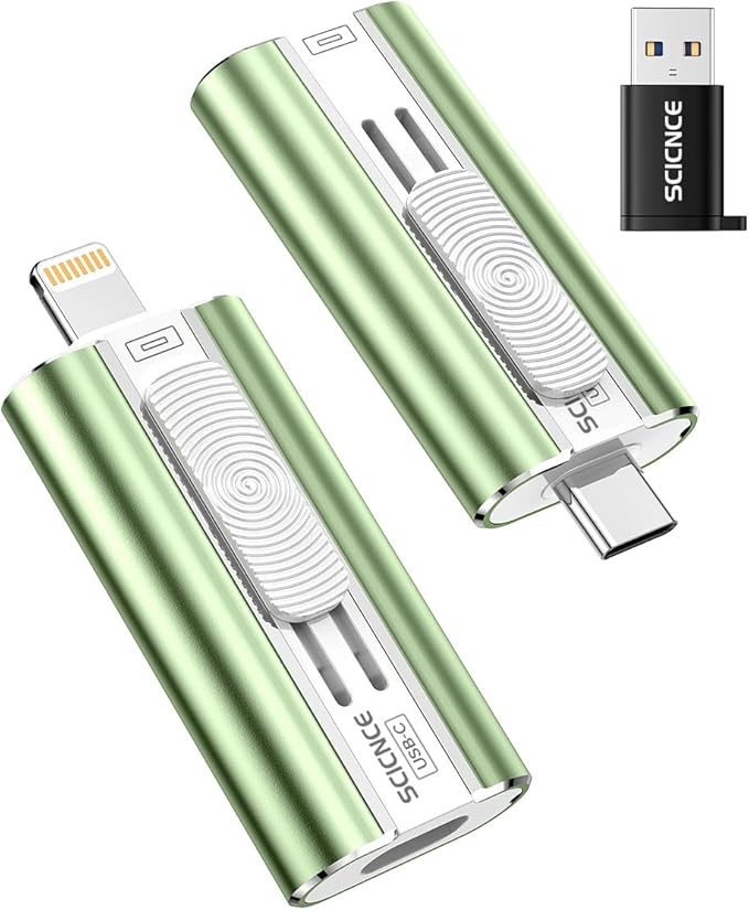 256GB Flash Drive Intended for Phone, USB External Memory Stick Storage Backup for Photos Videos, Plug and Play No APP Required, Compatible with iPhone iPad Android and PCs (1 Pack-Green)