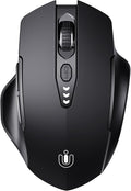 Uineer Wireless Bluetooth Mouse,[Upgraded] Rechargeable (BT 5.0/4.0+2.4G Hz),Computer Mouse with Visible Battery Level, 4 Adjustable DPI, Portable PC Mouse for MacBook Chromebook,Black