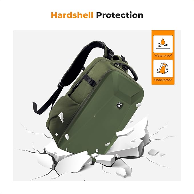 K&F CONCEPT Camera Backpack,Hardshell Photography DSLR Camera Bag with 15-15.6 Inch Laptop Compartment Hard Shell Camera Case Compatible with Canon/Nikon/Sony/DJI Mavic Drone
