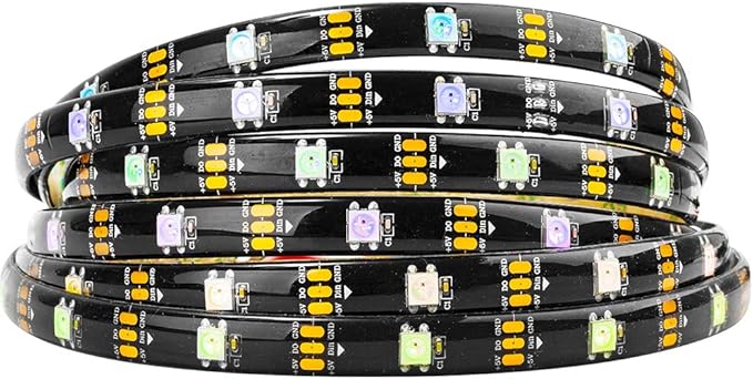 BTF-LIGHTING WS2812B IC RGB LED Strip,UL Listed,Pure Gold Wires,DC5V 16.4FT 150LED 5050SMD,Individually Addressable,Flexible for DIY Chasing Full Color Project,3M Tape,IP65(No Adapter or Controller)