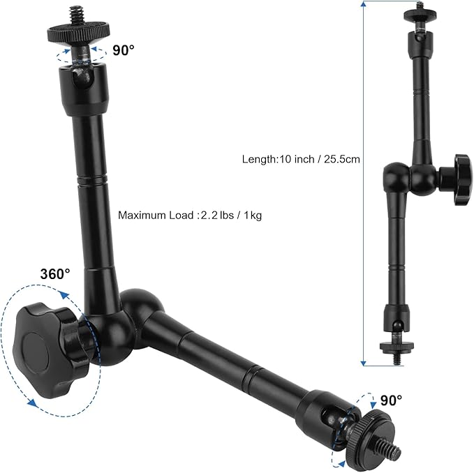 Mippko Magnetic Camera Mount for GoPro Hero/Insta 360 / DJI OSMO/AKASO Action Camera,3.46 inch Diam Magnetic Rubber Coating Base,10 inch Length Adjustable Aluminum Alloy Arm