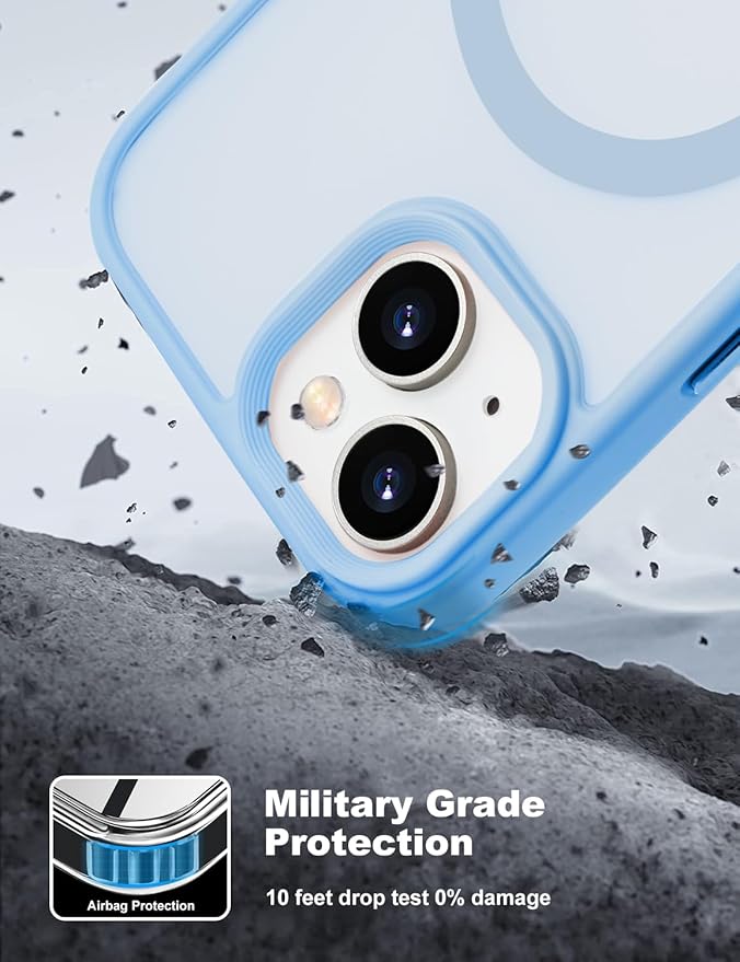 Tigowos for iPhone 15 Magnetic case Fits MagSafe 15FT Drop Resistant Anti-Yellowing Heavy Duty Shockproof Back Cover Fits iPhone 15 Phone Cases 6.1", Sierra Blue