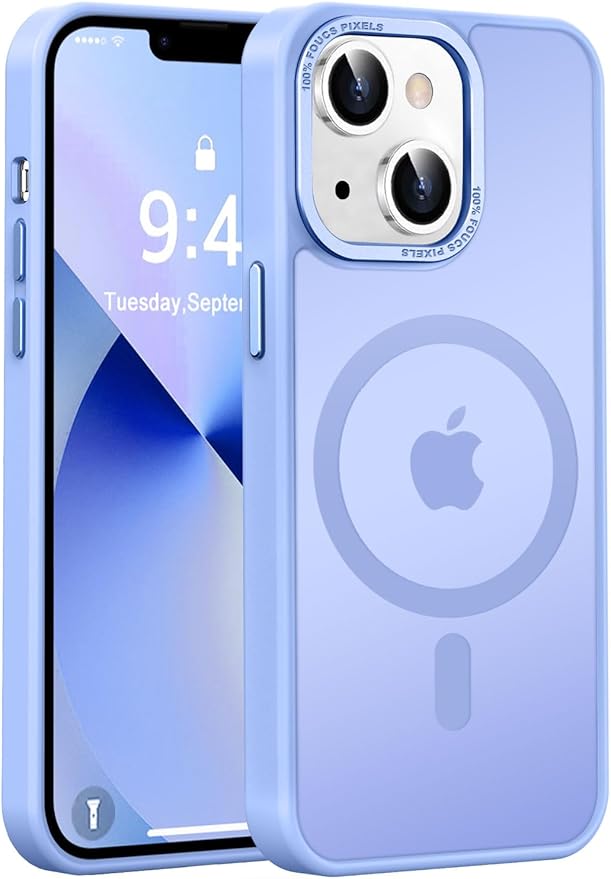 Newfuture Designed for iPhone 13 Case & iPhone 14 Case with Magnetic [13 FT Military Drop Protection] [Compatible with Magsafe] Slim Translucent Shockproof with Anti-Fingerprint Phone Case, Blue