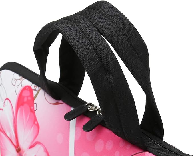iColor 9.7 10 10.1 10.2 inch Neoprene Tablet Bag Carring Case Sleeve Cover with Handle for 9.7 to 10.2 Inch Laptops/Notebook/ebooks/Kids Tablet/Apple ipad Pink Butterfly ICB10-10