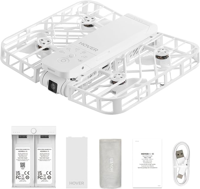 HOVERAir X1 Drone with Camera, Follow-me Drone with Self-Flying Mode, Foldable Mini Drone with HDR Video Capture, Palm Takeoff, Intelligent Flight Paths, Hands-Free Control White (Combo)