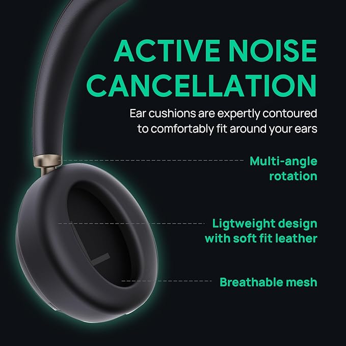 Yealink BH76 Plus Bluetooth Headset, Wireless Headset with Microphone for PC,Active Noise Cancelling, Retractable Hidden Mic Arm, Compatible with PC Mac, Works with Teams (Certified), USB-C/A