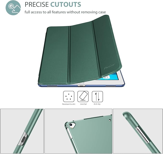 ProCase Smart Case for iPad Pro 12.9 Inch 1st and 2nd Generation (2015 and 2017 Model), Stand Cover Support Auto Sleep/Wake -Mgreen