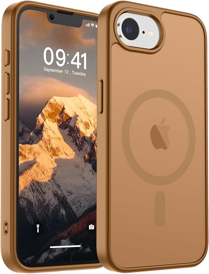 SUPFINE Magnetic for iPhone 17e Case/iPhone 16e Case (Compatible with MagSafe)(Military Grade Drop Protection) Slim Translucent Matte Shockproof with Anti-Fingerprint Phone Case,Brown
