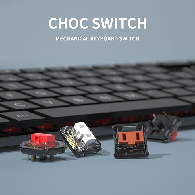 KAILH Official Store Low Profile Switch 1350 Chocolate Mechanical Keyboard Switch RGB SMD Clicky (30, Choc Red)