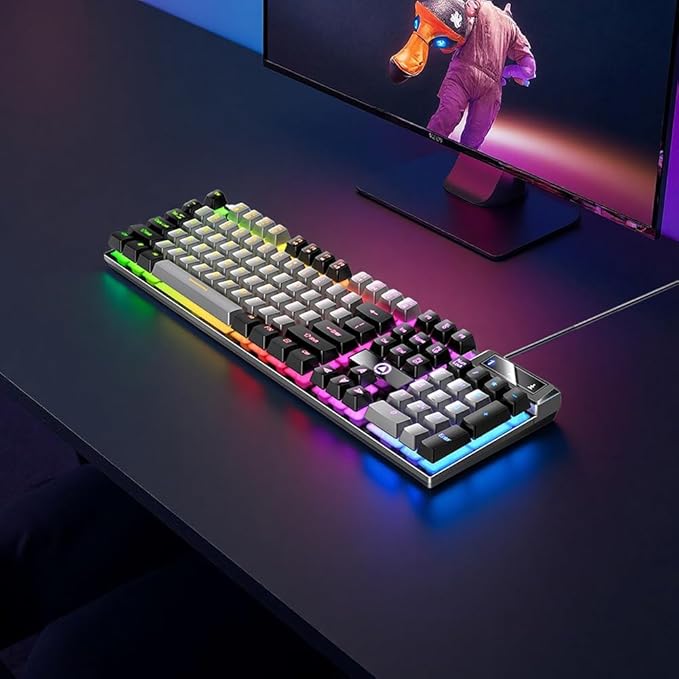 Gaming Keyboard Wired E-Sports Key Board RGB Backlit Computer Keyboard Square Key for Desktop Laptop PC Mac Game Typing