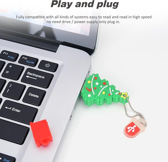 Christmas Tree USB Flash Drive 32GB, Gift Memory Stick with Chain for Your Family,Kids,Friends,Students,Teacher Merry Christmas
