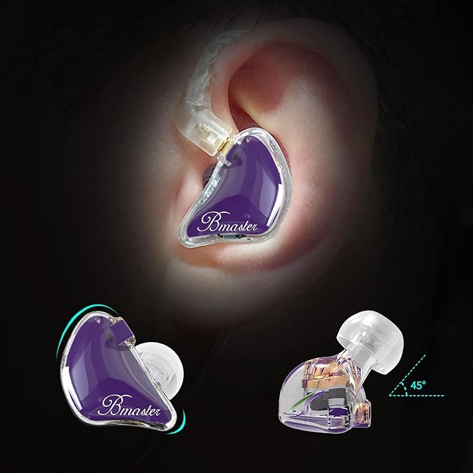 BASN Bmaster Triple Drivers in Ear Monitor Headphone with Two Detachable Cables Fit in Ear Suitable for Audio Engineer, Musician (Purple)
