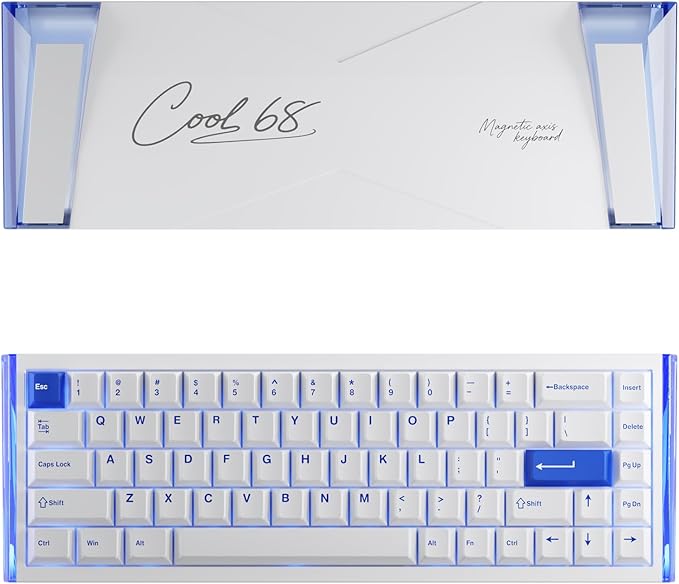 DAREU COOL68 60% Wired Gaming Keyboard, Rapid Trigger Magnetic Switch Keyboard with 8000Hz Polling Rate, Adjustable Actuation, 0.1ms Latency, SOCD, Gasket Mount, Hot swappable, RGB Light