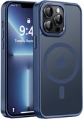 Newfuture Designed for iPhone 13 Pro Max Case with Magnetic [13 FT Military Drop Protection] [Compatible with Magsafe] Slim Translucent Matte Shockproof with Anti-Fingerprint Phone Case, Navy Blue