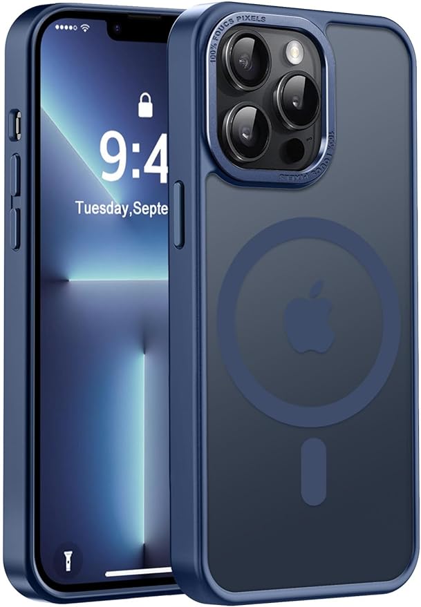 Newfuture Designed for iPhone 13 Pro Max Case with Magnetic [13 FT Military Drop Protection] [Compatible with Magsafe] Slim Translucent Matte Shockproof with Anti-Fingerprint Phone Case, Navy Blue