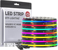 BTF-LIGHTING WS2811 Smart IC RGB FCOB COB LED Strip, UL Listed 630LEDs/m High Density Color Chasing Uniform Light, DC24V 24FT 10mm Width Black PCB for Home Party DIY Decor(No Adapter or Controller)