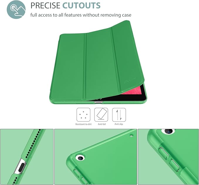 ProCase Smart Case for iPad 9.7 Inch iPad 6th/5th Generation 2018 2017(Model: A1893 A1954 A1822 A1823), Ultra Slim Lightweight Stand Cover with Translucent Frosted Back -Green